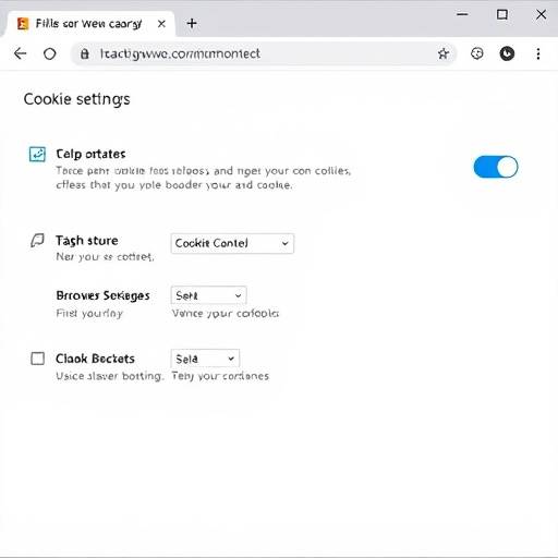 Captura de pantalla de la configuración de cookies en un navegador web