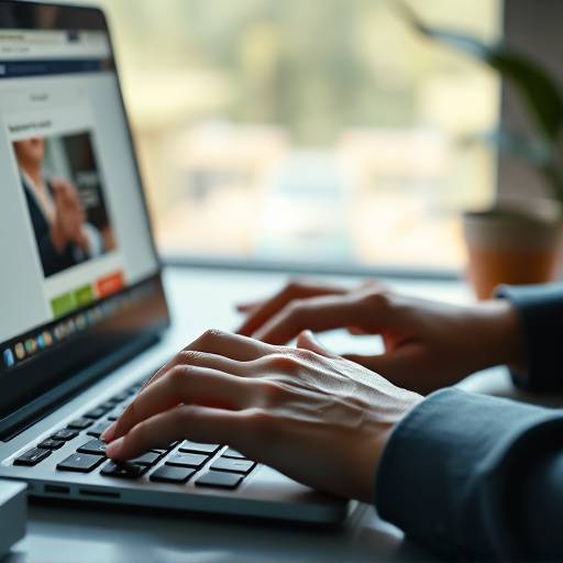 Una persona utilizando un teclado para navegar por un sitio web, enfocándose en la accesibilidad