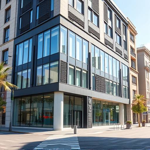 Vista exterior del edificio de oficinas moderno donde se encuentra Pixel Perfect en Barcelona